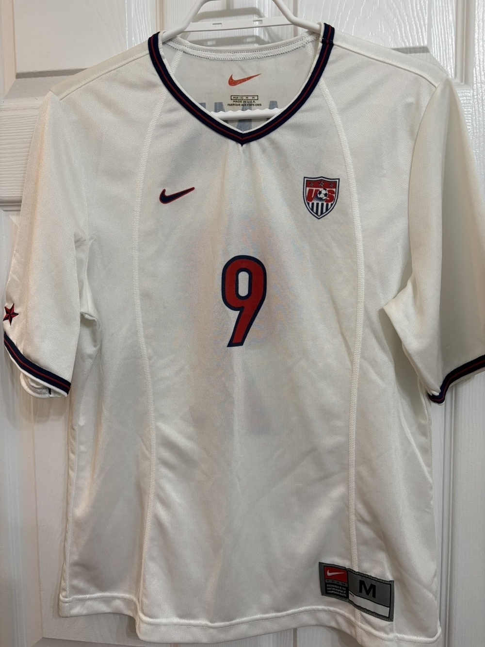 Nike White Men's Soccer Jersey with Red and Navy Details #9